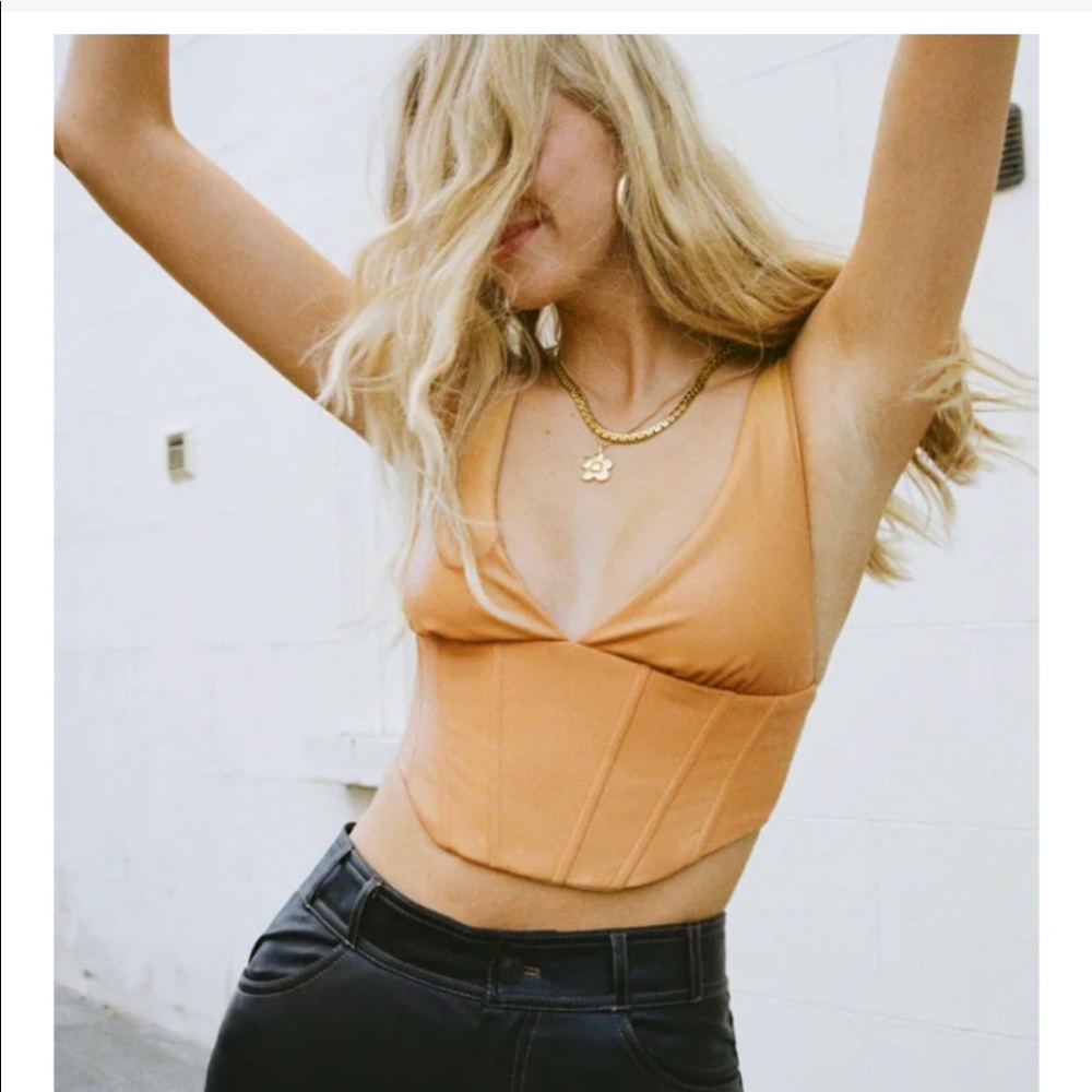Corsetry faux leather Zara top